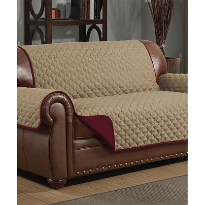 Kashi Home Reversible Furniture Protector with Strap for Loveseat, Camel/Brown