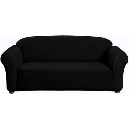 Milan Jacquard Sofa Slipcover - Stylish Fitted Couch Cover with Soft Stretch Fabric and Non-Slip Design - BLACK