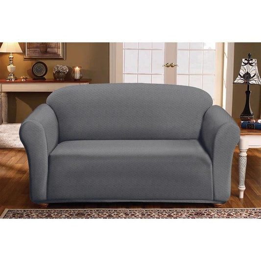 Milan Furniture Slipcover Fitted Protector Couch Cover Jacquard Soft Stretch Non Slip Fabric Loveseat Grey