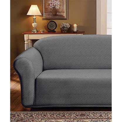 "Milan Jacquard Sofa Slipcover - Stylish Fitted Couch Cover with Soft Stretch Fabric and Non-Slip Design" GREY