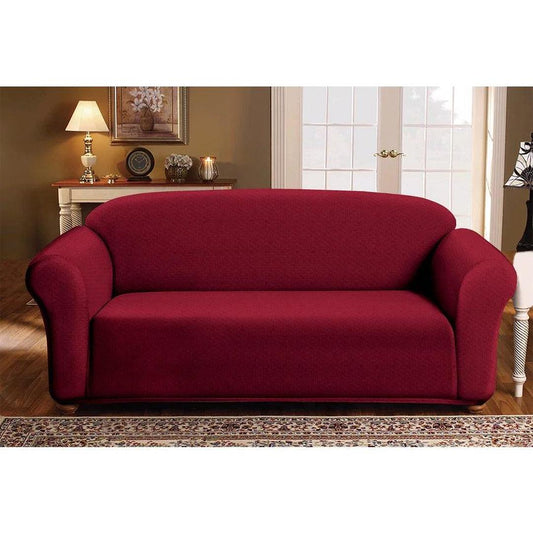 "Milan Jacquard Sofa Slipcover - Stylish Fitted Couch Cover BURGUNDY