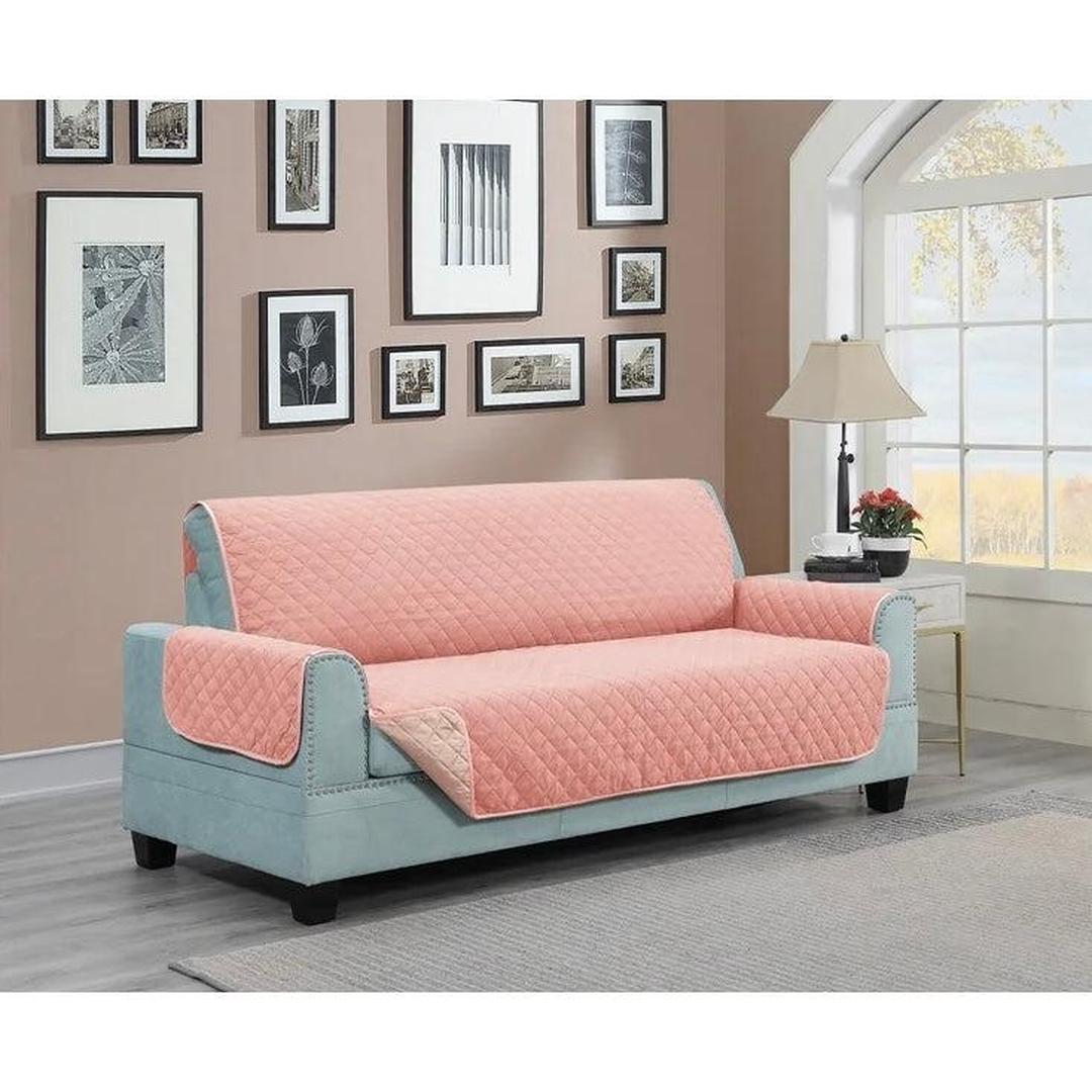 Loveseat Reversible Microfiber Furniture Protector – Coral/Taupe