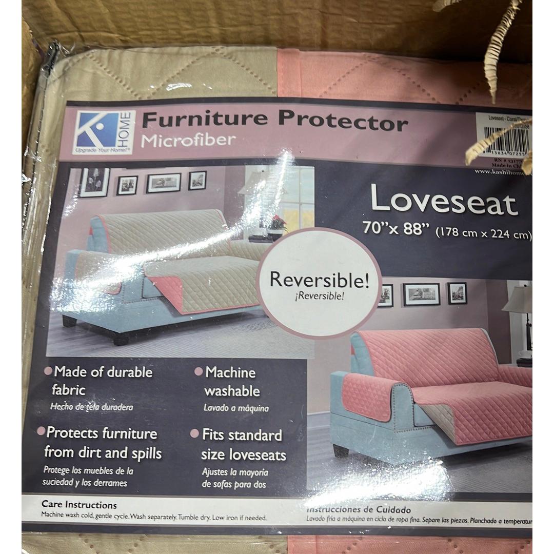 Loveseat Reversible Microfiber Furniture Protector – Coral/Taupe