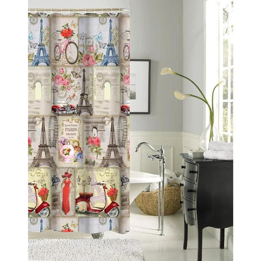Claire 13pc Printed Canvas Shower Curtain