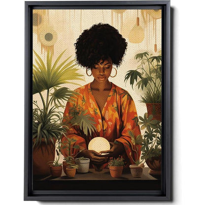 African Model - 20"x30"x1.5" Framed Canvas Wall Art w/ 30% Handpaint