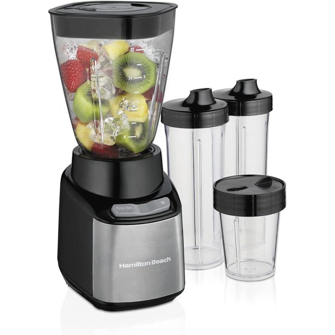 Hamilton Beach Stay or Go Blender with 32oz Jar, 8oz, Black and Silver