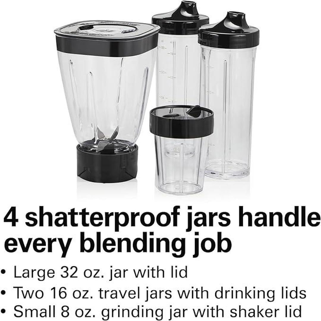 Hamilton Beach Stay or Go Blender with 32oz Jar, 8oz, Black and Silver