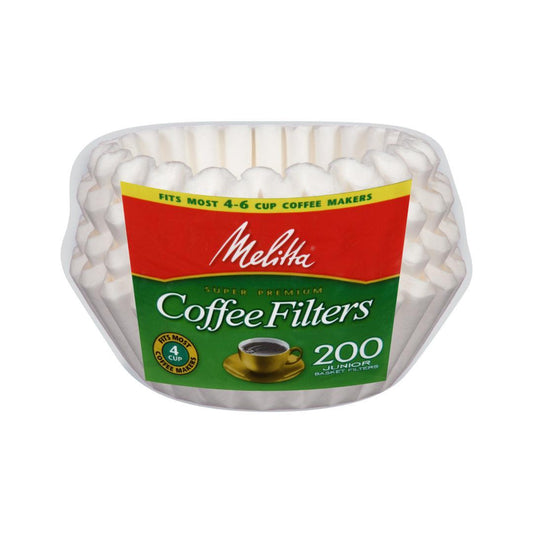 Melitta 4-6 Cup White Basket Coffee Filter, 200 Count