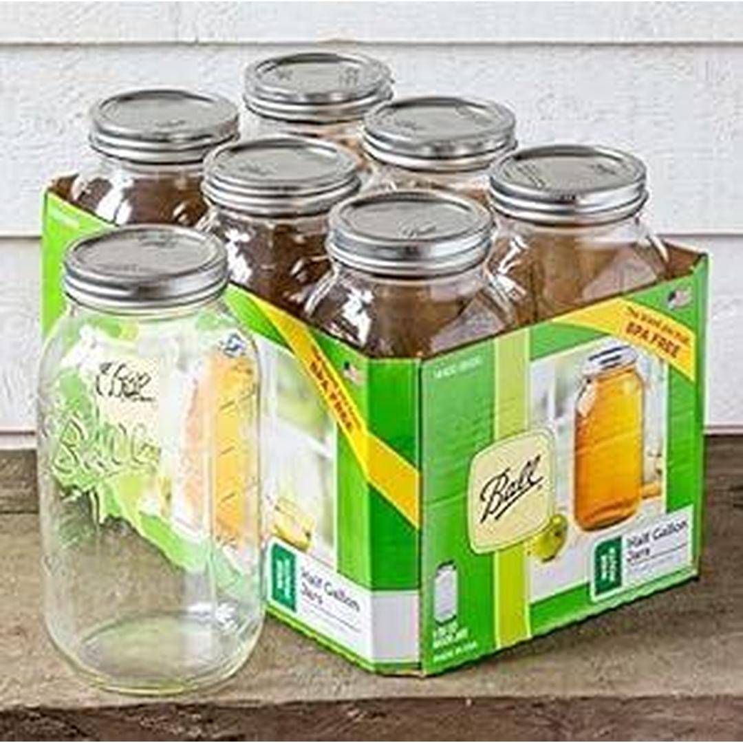 Ball Wide Mouth Half Gallon Jars with Lids and Bands, Set of 6 (2 Pack), 64 Oz, Clear