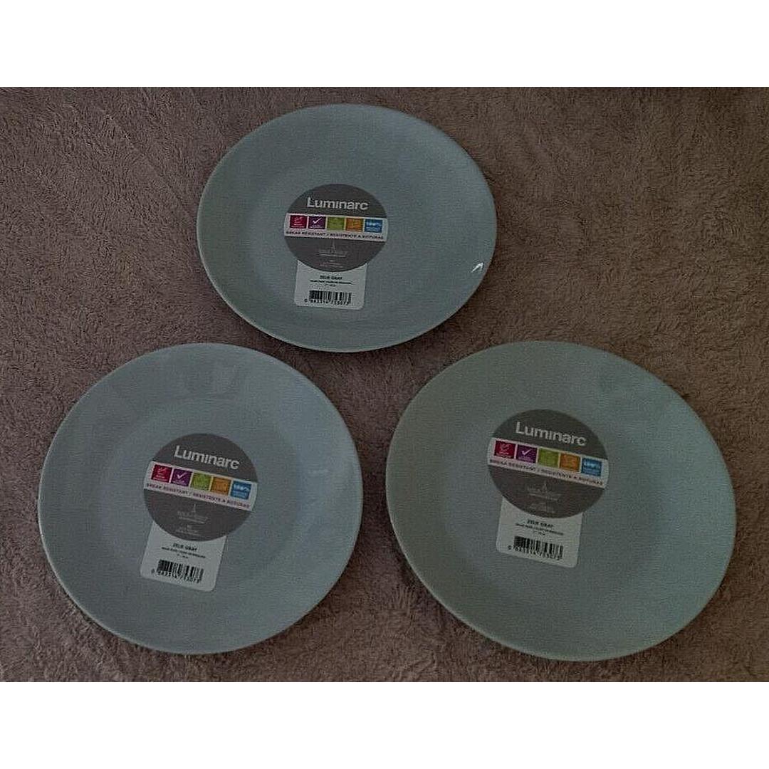 Luminarc set of three "Zelie Gray" salad plates