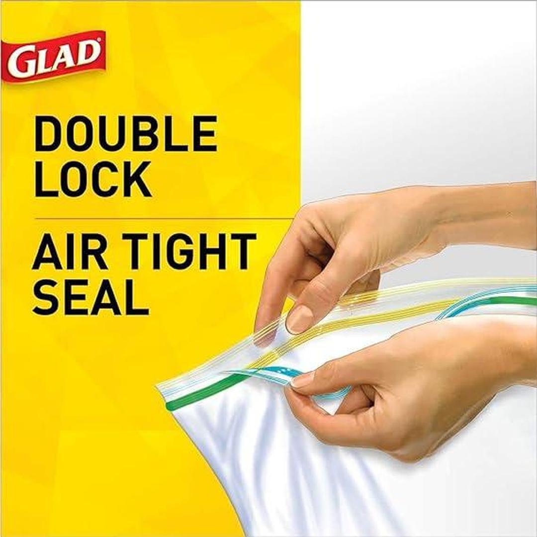 Glad Zipper Food Storage Plastic Bags - Quart - 25 Count