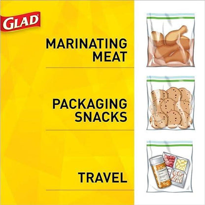 Glad Zipper Food Storage Plastic Bags - Quart - 25 Count