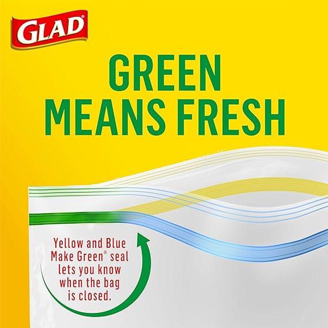 Glad Zipper Food Storage Plastic Bags, Snack, 50 Count (Packaging May Vary)