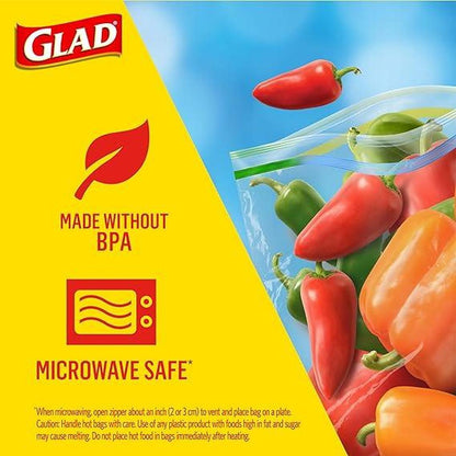 Glad Zipper Food Storage Plastic Bags, Snack, 50 Count (Packaging May Vary)