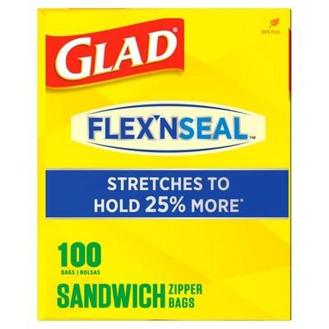 GLAD FLEXN' SEAL Zipper Food Storage Sandwich Bags - 100 Count