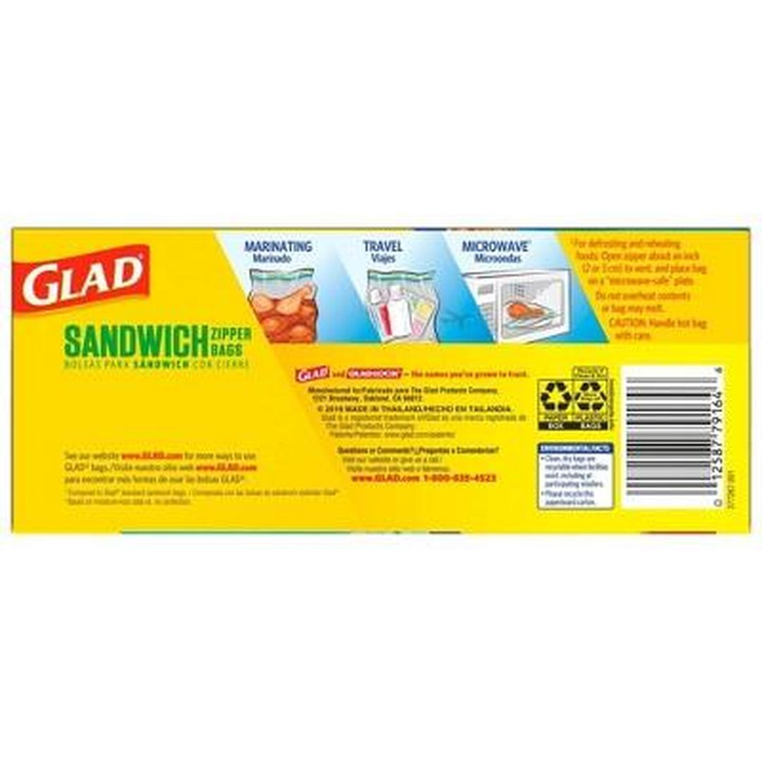 GLAD FLEXN' SEAL Zipper Food Storage Sandwich Bags - 100 Count