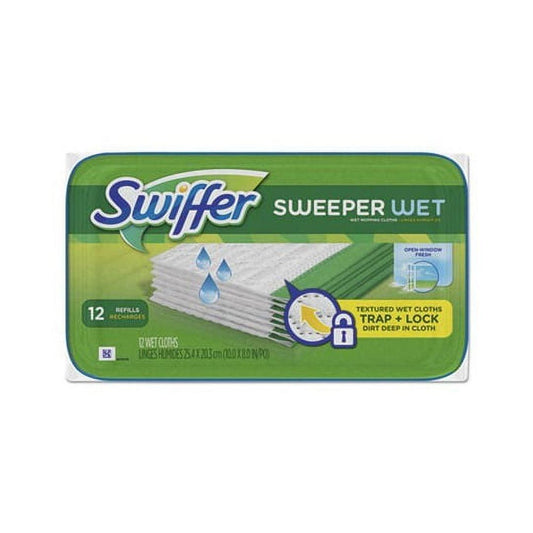 Open Window Fresh Wet Refill Cloths - Pack of 12, White, 8 x 10 - Convenient Tub Packaging