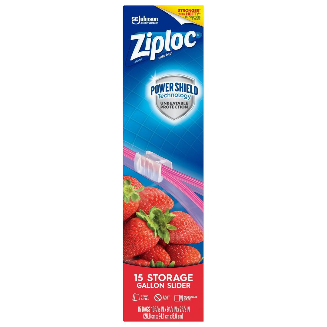 Ziploc Power Shield Technology Gallon Slider Bags - 15 Pack