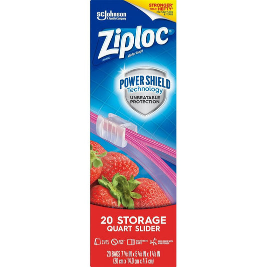 Ziploc Quart Food Storage Slider Bags, 20-Pack