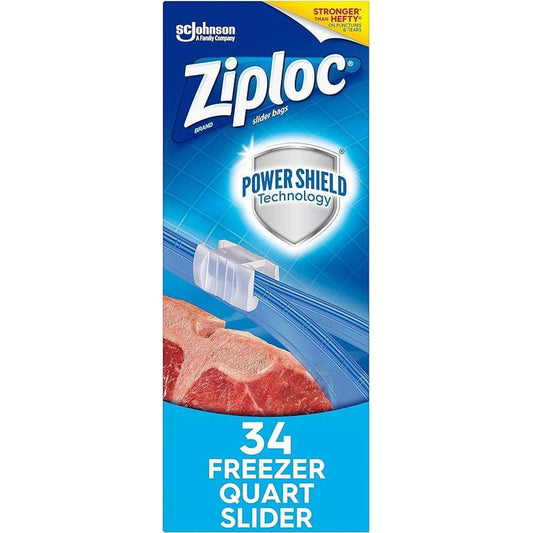 Ziploc Quart Food Storage Slider Freezer Bags - 34 Count