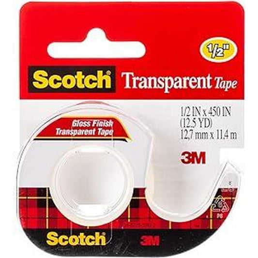 Scotch Transparent Tape With Hand Dispenser | 1/2" X 450" | 1-Inch Core