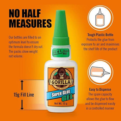 Gorilla Super Glue Gel, 15 Gram, Clear