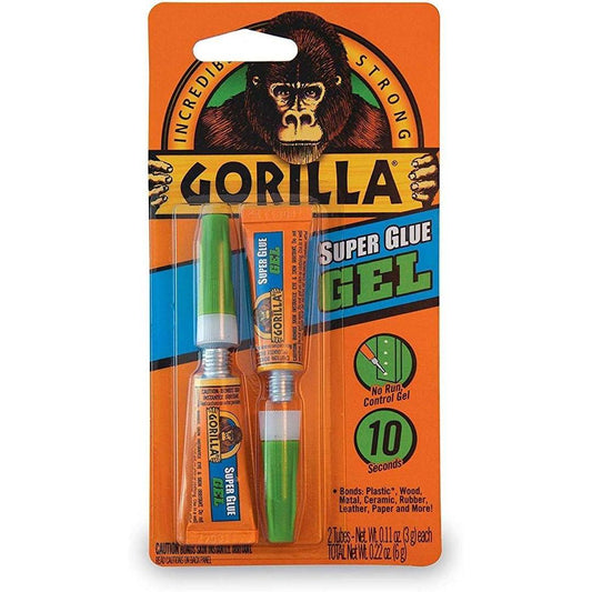 Gorilla Super Glue Gel, Two 3 Gram Tubes, Clear