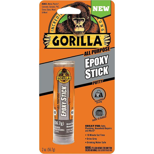 Gorilla All Purpose Epoxy Putty Stick, 2 Ounce, Grey