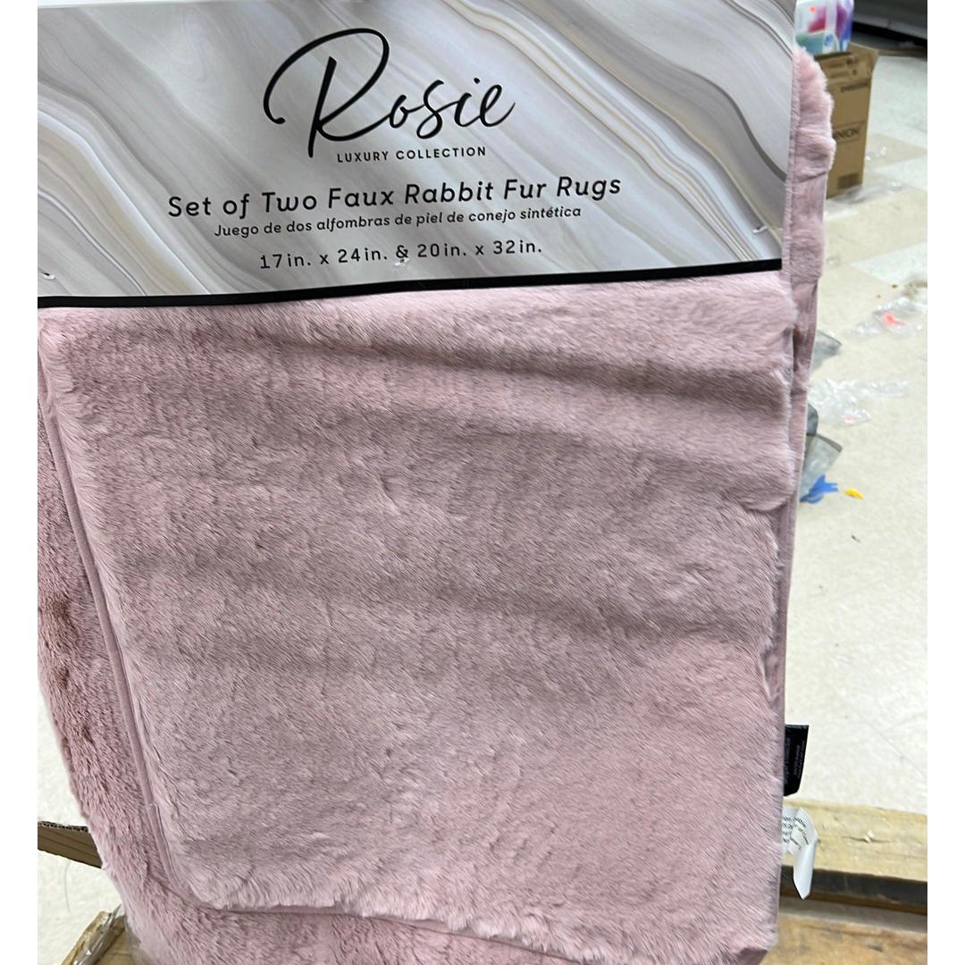 Rosie 2pc Rabbit Fur Rug Blush