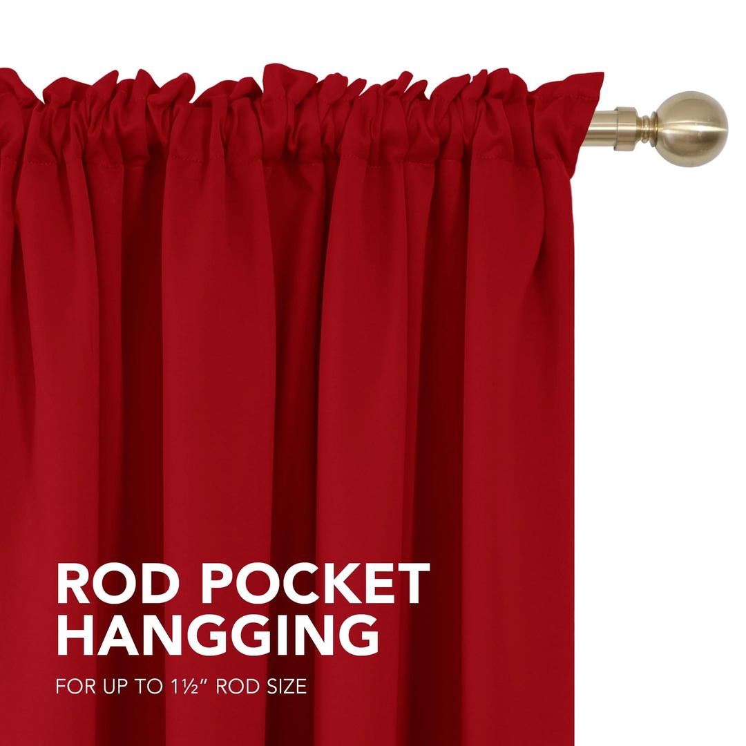 Twilight Blackout Red Curtain Panel - 90 Inches, Rod Pocket Design