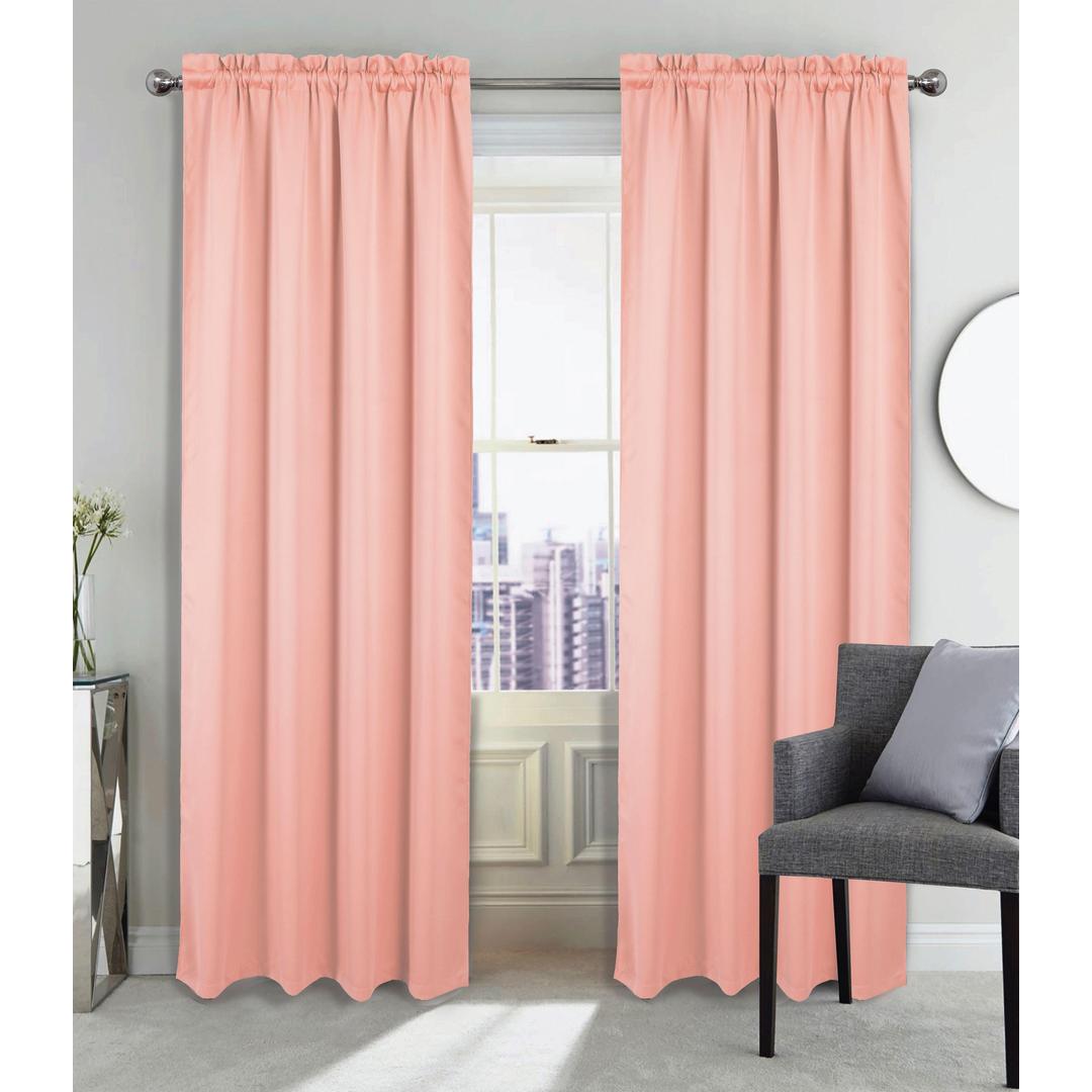 Twilight Blackout Blush Curtain Panel - 90 Inches, Rod Pocket Design