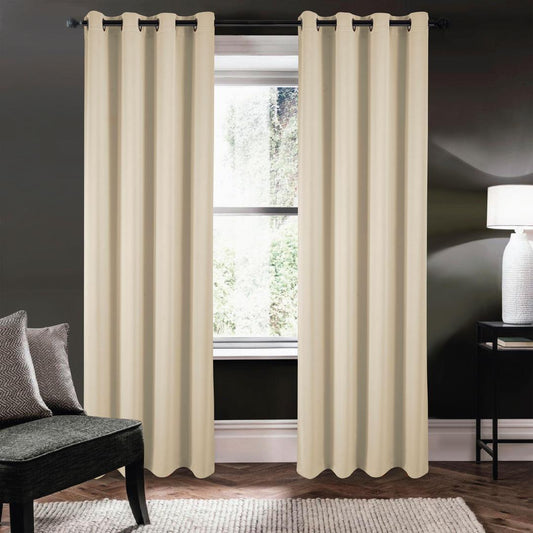 Riley 100% Blackout Grommet Panels 63" Beige