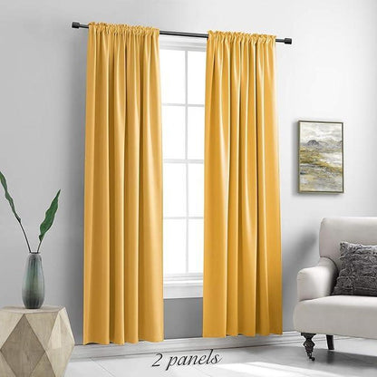 DONREN Gold Yellow Blackout Thermal Insulated Curtain Panels for Bedroom