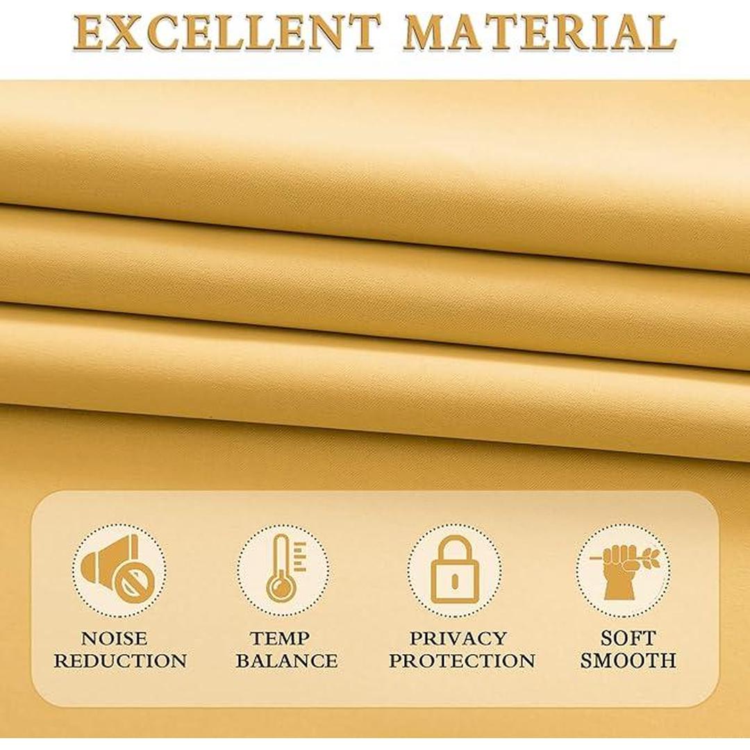 DONREN Gold Yellow Blackout Thermal Insulated Curtain Panels for Bedroom