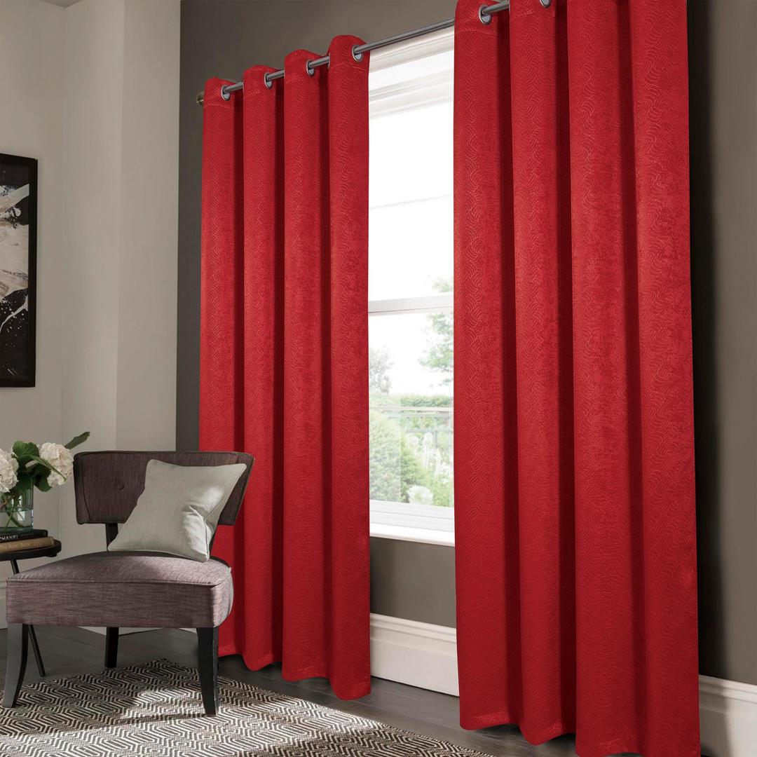 84 in. Nellie Embossed Blackout Grommet Panel, Red