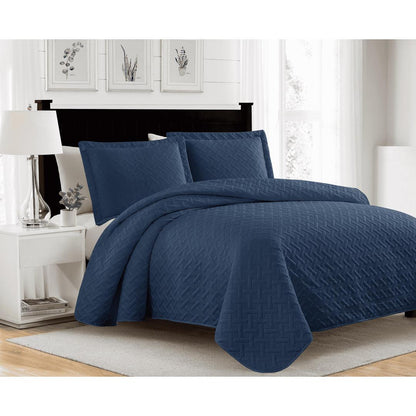 RT Designers Collection Bella 3pc Pinsonic Quilt Navy Queen