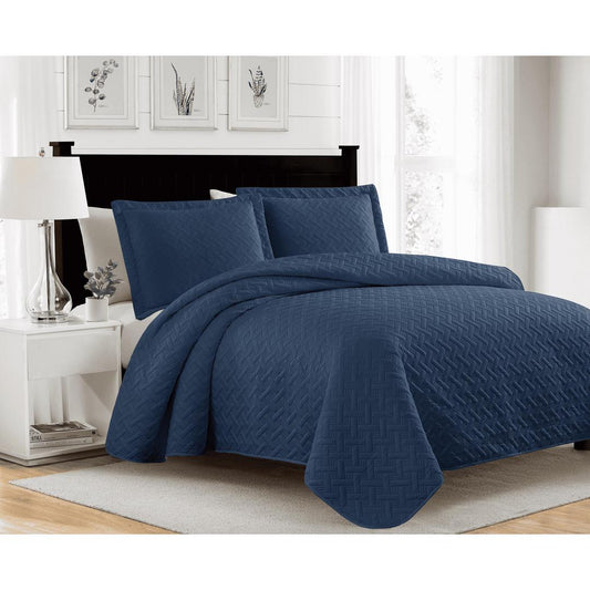 RT Designers Collection Bella 3pc Pinsonic Quilt Navy Queen