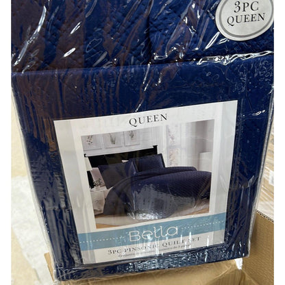 RT Designers Collection Bella 3pc Pinsonic Quilt Navy Queen