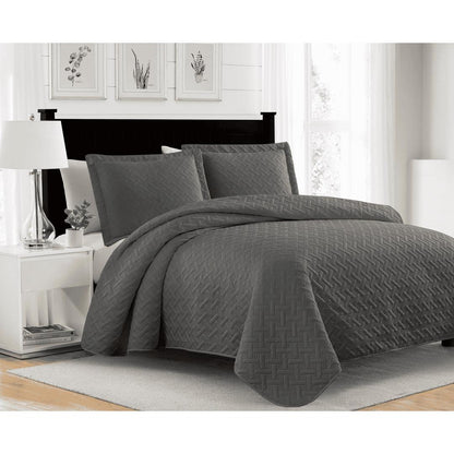 RT Designers Collection Bella 3pc Pinsonic Quilt Charcoal Queen