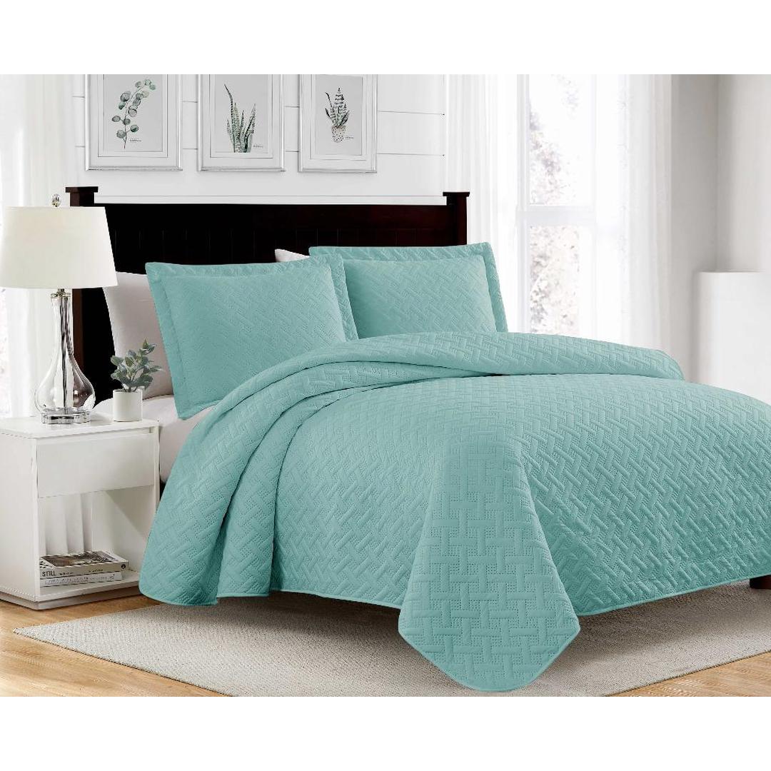 RT Designers Collection Bella 3pc Pinsonic Quilt Aqua Queen