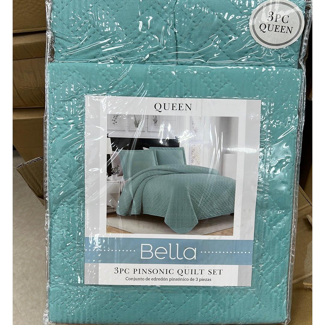 RT Designers Collection Bella 3pc Pinsonic Quilt Aqua Queen
