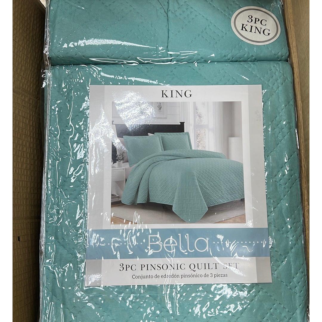 RT Designers Collection Bella 3pc Pinsonic Quilt Aqua King