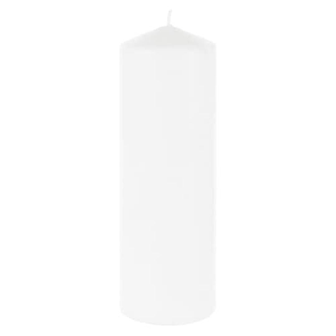 3" x 9" Domed Top Press Unscented Pillar Candle in Shrink Wrap - White