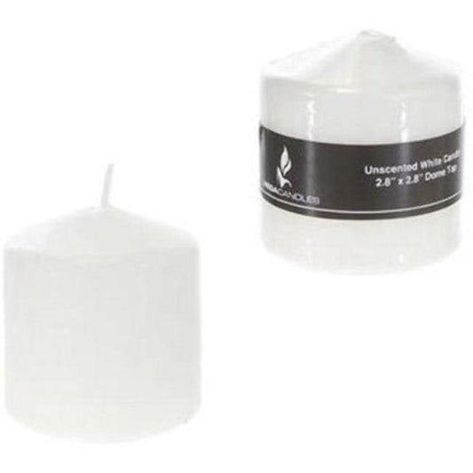 3" x 3" Dome Top Press Unscented Pillar Candle - White