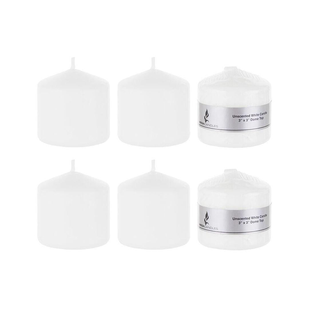 3" x 3" Dome Top Press Unscented Pillar Candle - White