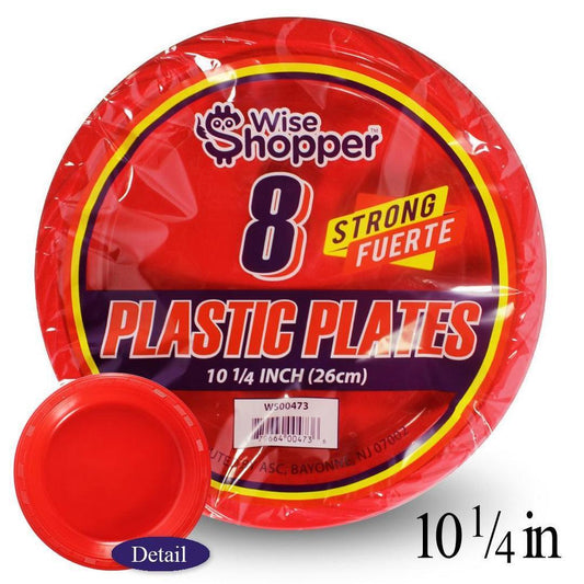 10.5 inch Plastic Plates 8pc RED