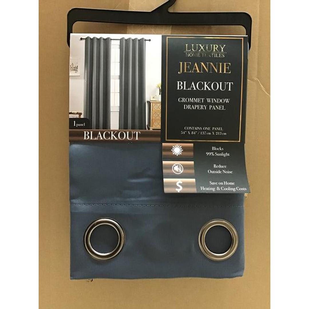 Jeannie Grey Blackout Grommet Panel - 54"x84" Window Treatment for Superior Light Control and Privacy