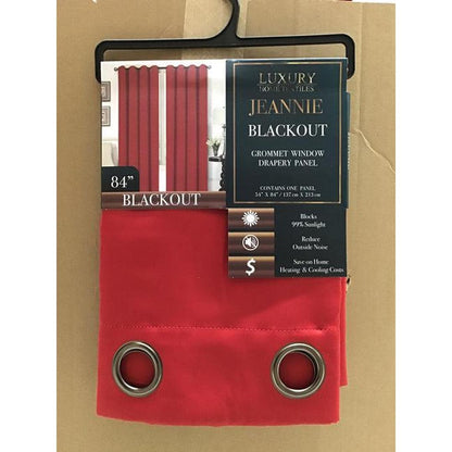 Jeannie Red Blackout Grommet Panel - 54"x84" Window Treatment for Superior Light Control and Privacy