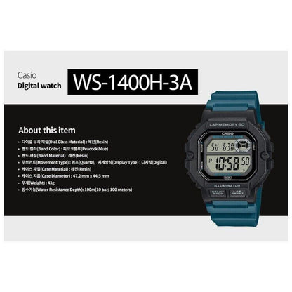 Casio Mens Blue Strap Watch, One Size