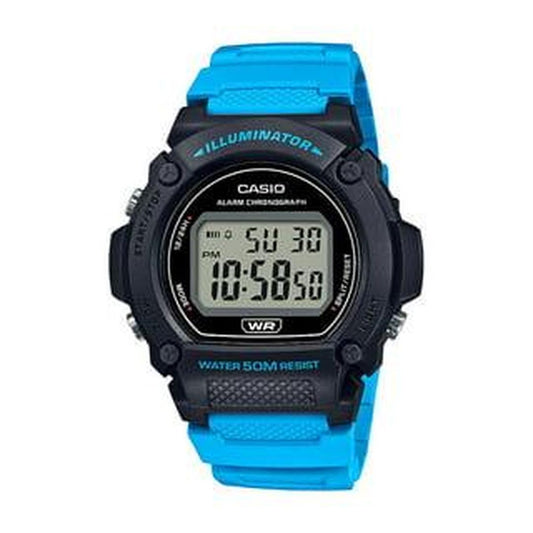 Casio W219H-2A2V, Chronograph Watch, Blue Resin Strap, Alarm, Illuminator